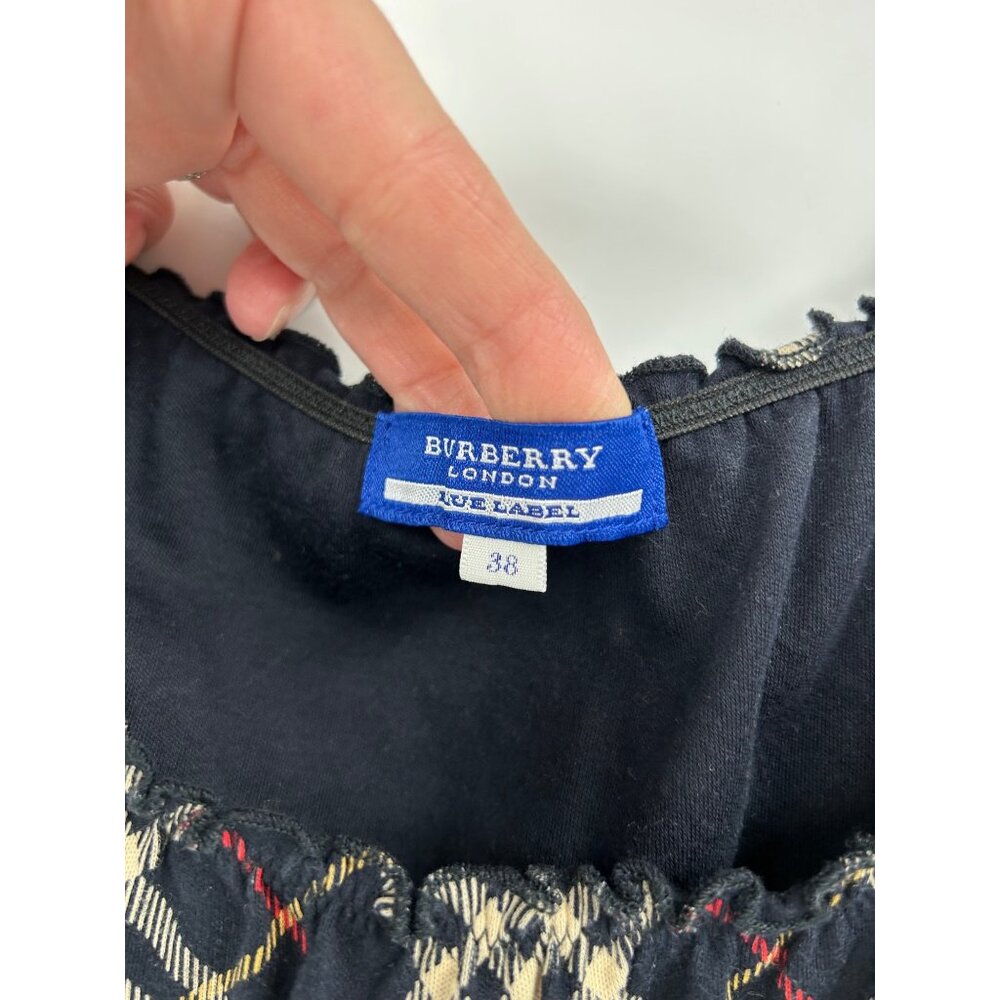 Burberry London VTG Y2K Babydoll Top Sz 38 US 8 Nova Check Preppy Dark Academia - Picture 3 of 5